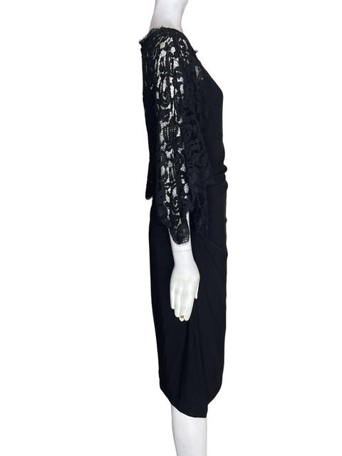 Vestido Adrianna Papell de Viscosa Encaje Midi Negro - Talla 12