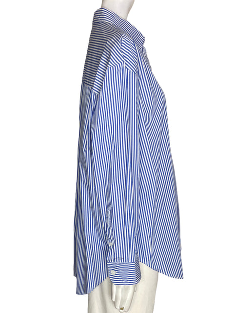 Camisa M&s collections de Algodón Rayas Manga larga Azul - Talla 14
