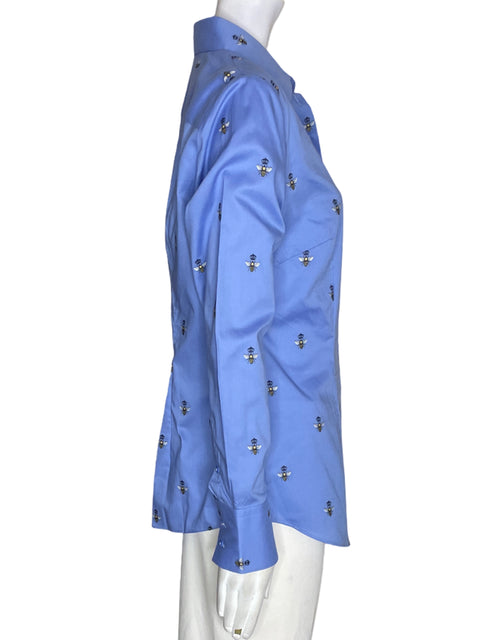 Camisa Hawes & Curtis de Algodón Estampado Abeja Azul - Talla 14