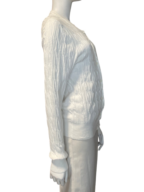 Abrigo Cielo de Viscosa Cuello v Texturizado Blanco - Talla L