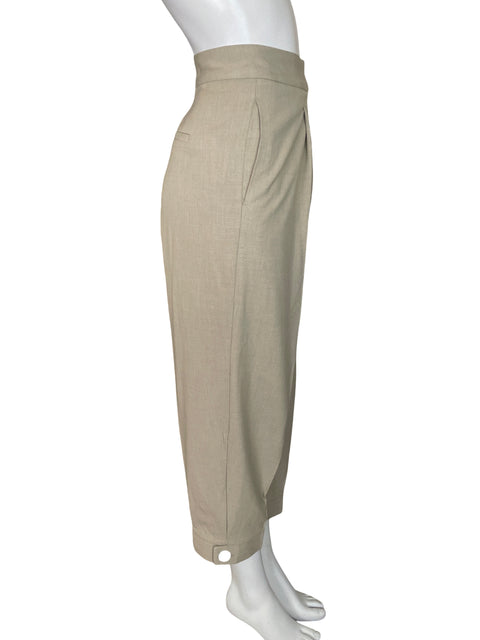 Pantalón Zara Liso Plisado Beige - Talla L