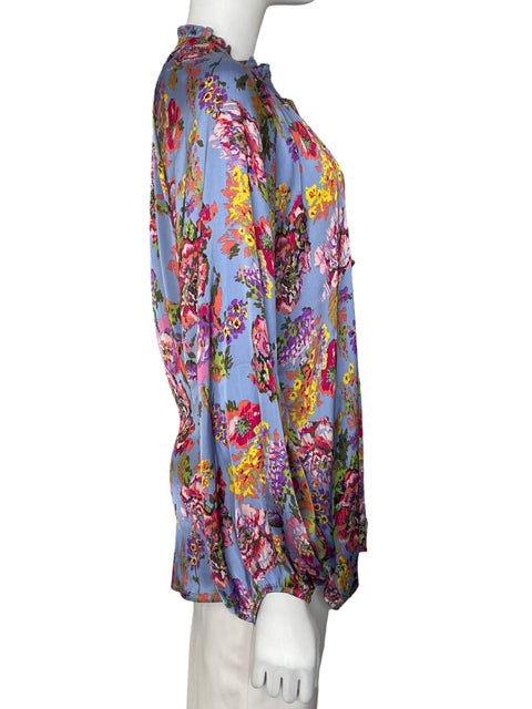 Blusa Azelhazel Estampado Cuello v Azul - Talla XL