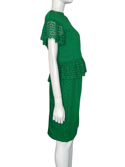 Conjunto Carolina Herrera Encaje Texturizado Verde - Talla 8