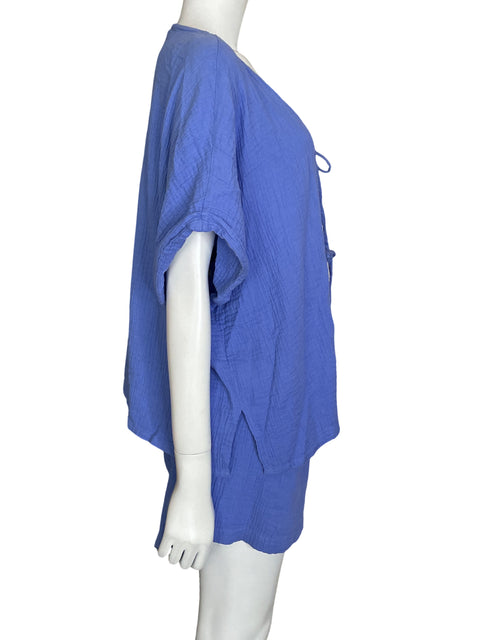 Conjunto Lcm Classic Studio de Algodón Manga corta Texturizado Azul - Talla 46