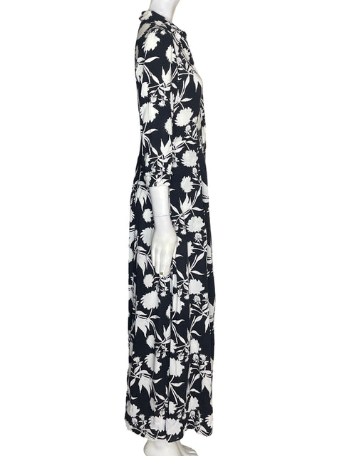 Vestido Zara Maxi Estampado Negro - Talla S