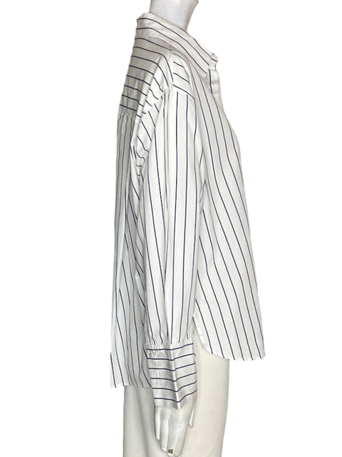 Blusa Massimo Dutti de Algodón Rayas Manga larga Blanco - Talla L
