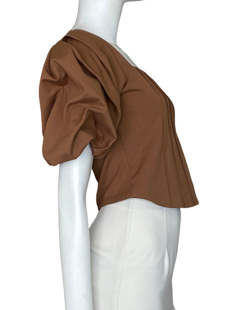 Blusa Padova Plisado Mangas abullonadas Marrón - Talla S