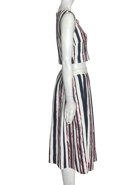 Conjunto La patean Falda/blusa Rayas Azul - Talla 42