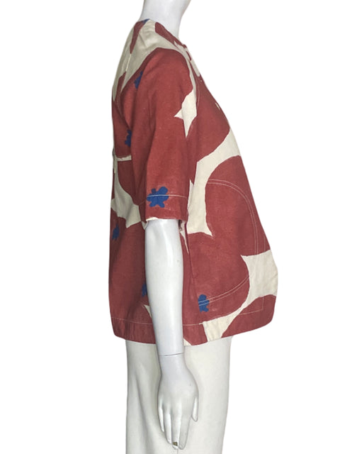 Blusa Sixxta de Algodón Botones Manga corta Marrón - Talla S