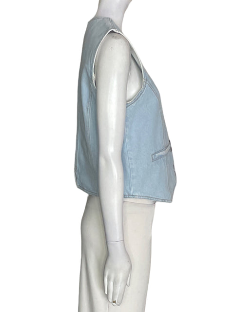 Chaleco Lae denim de Algodón Sin mangas Cuello v Azul - Talla U
