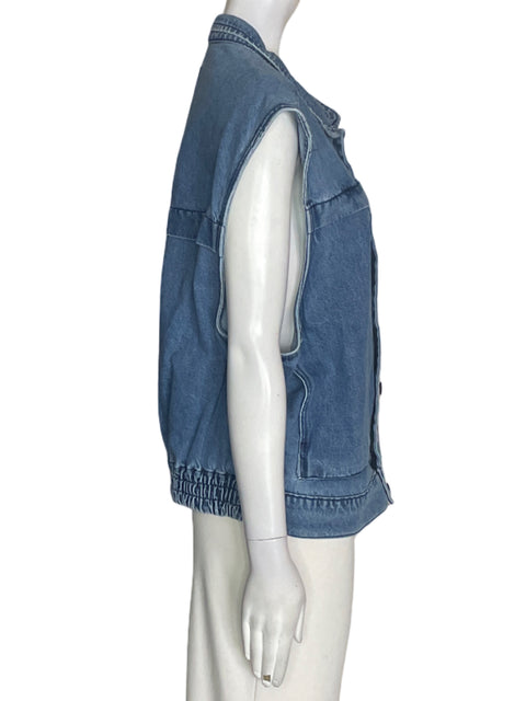 Chaleco Pastiche de Algodón Sin mangas Botones Azul - Talla U