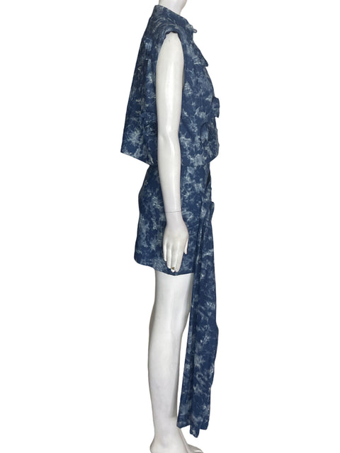 Conjunto San malo Falda/chaleco Apliques Azul - Talla S