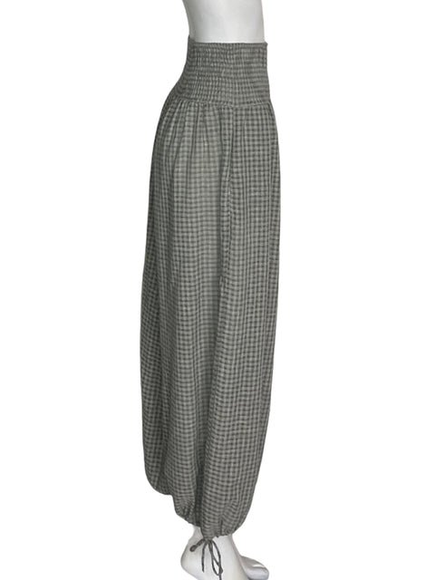 Pantalón Zara Elastico Cuadros Verde - Talla S