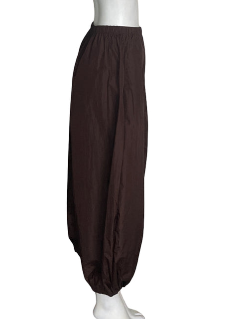 Pantalón Zara Bombacho Liso Marrón - Talla XS