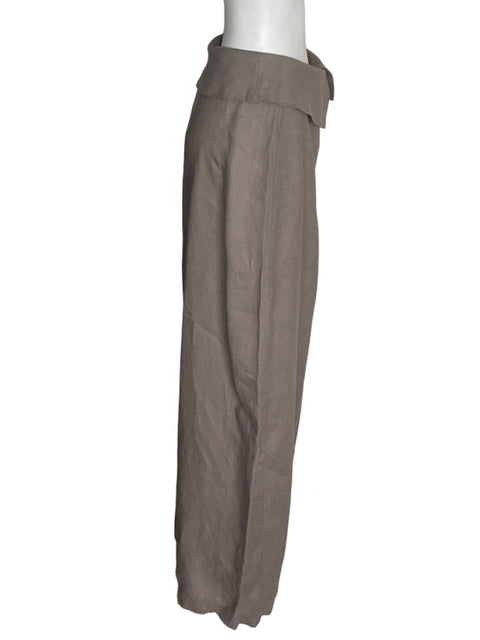 Pantalón Oysho de Lino Balloon Liso Gris - Talla XS