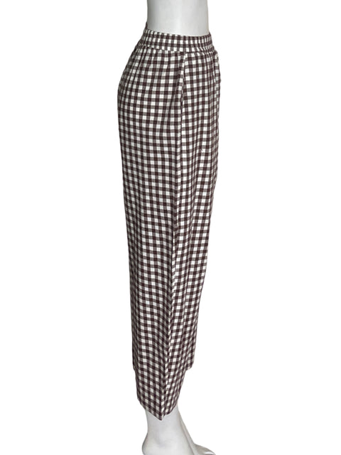 Pantalón Tesoro TPS de Algodón Cuadros Elastico Marrón - Talla S