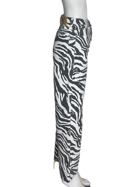 Pantalón Rotate de Algodón Animal print Recto Negro - Talla 27