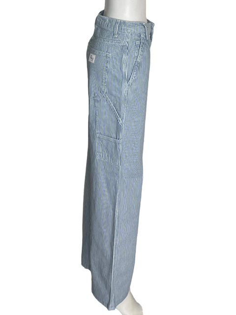 Pantalón Reformation de Algodón Recto Wide-leg Azul - Talla 24