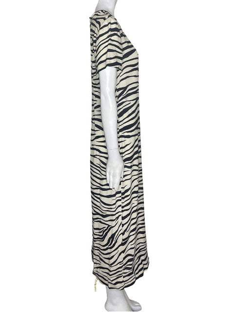 Vestido Zara Animal print Maxi Blanco - Talla S