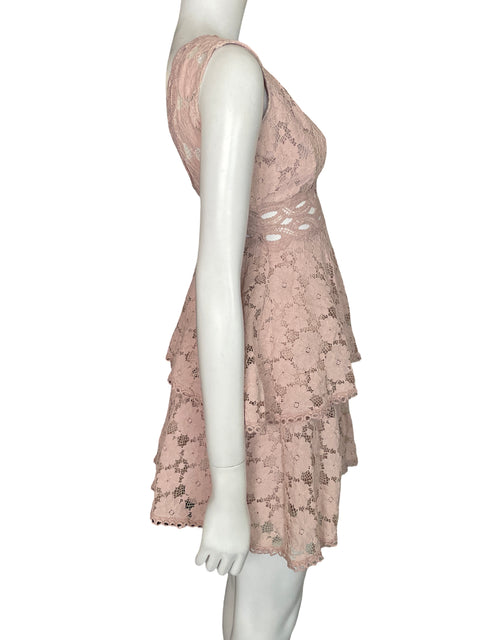 Vestido She+Sky de Algodón Encaje Cuello v Rosado - Talla M