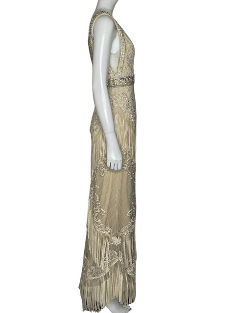 Vestido Tesoro Tps Maxi Brillo Beige - Talla S