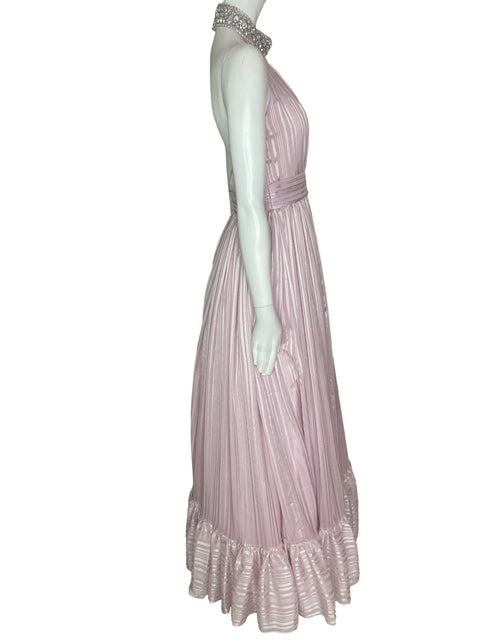 Vestido De Fiesta Mac Duggal Strapless Rayas Maxi Rosado - Talla 6