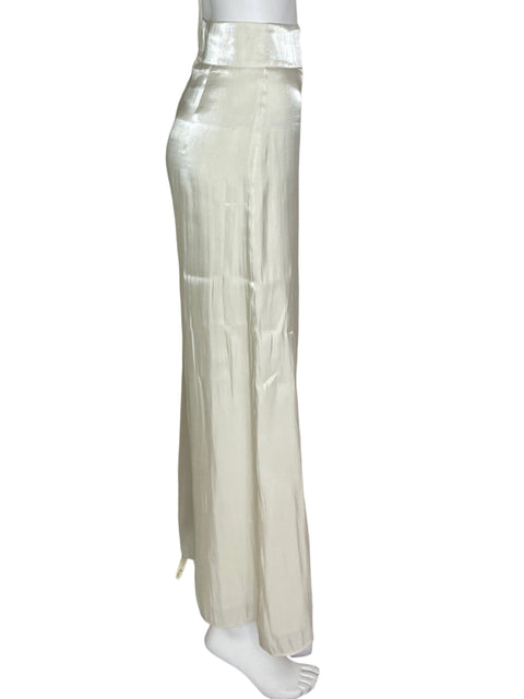 Pantalón Uterque Palazo Seda Beige - Talla S