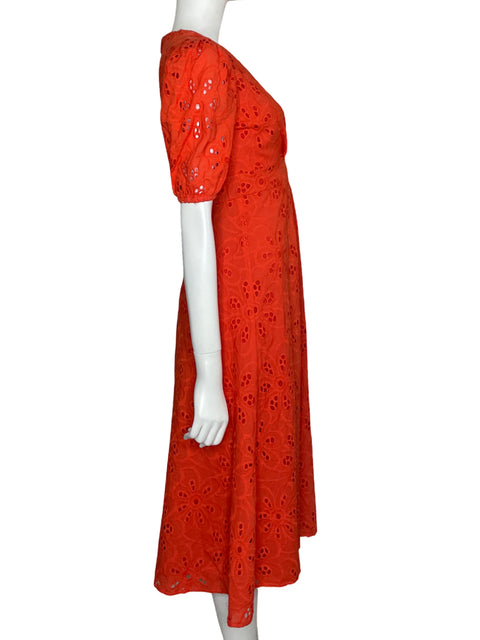 Vestido Maggy London Eyelet Midi Naranja - Talla 2