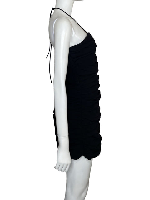 Vestido Zara Fruncido Mini Negro - Talla L