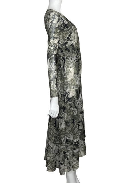 Vestido White House Black Market Long sleeve Animal print Verde - Talla 2