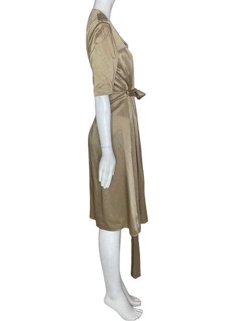 Vestido Burberry Midi Cuello v Marrón - Talla 10