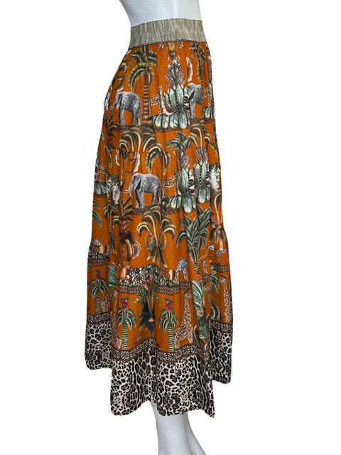 Falda Tesoro Tps Midi Elefantes Naranja - Talla S