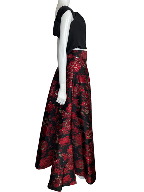 Conjunto Johanna Maldonado Top Falda maxi floral Negro - Talla S