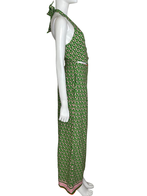 Mono Farm Halter Estampado Verde - Talla S