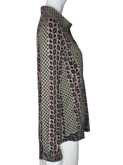 Blusa Bcbg Estampado Bolsillo Gris - Talla S