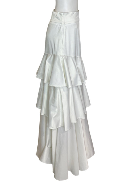Falda Argemiro Sierra Maxi Ruchas Blanco - Talla L