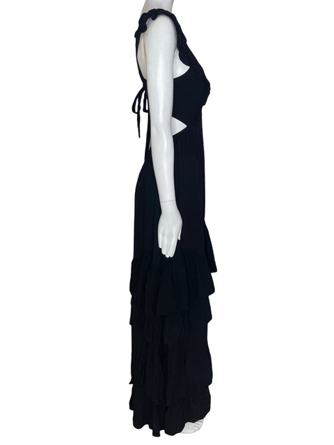 Vestido Especia Maxi Ruchas Negro - Talla M