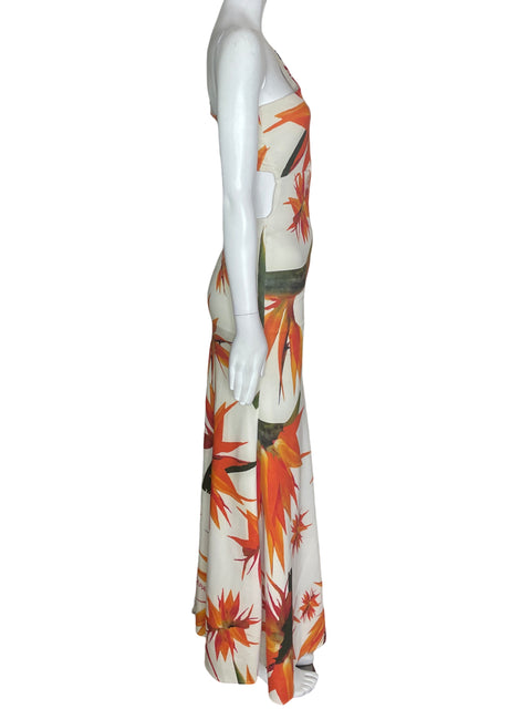 Vestido Adriana Capasso One shoulder Estampado Naranja - Talla XS