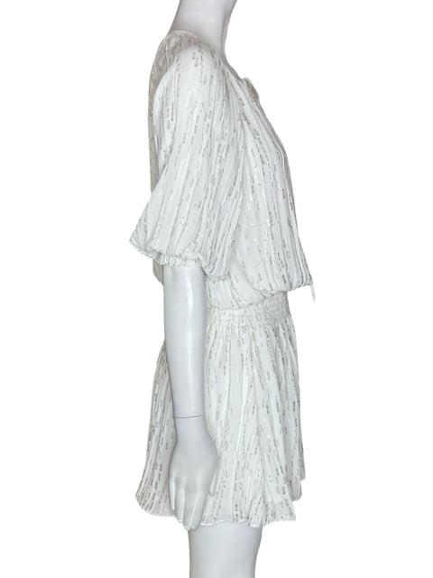 Vestido Ramy Brook Mini Abullonado Blanco - Talla S