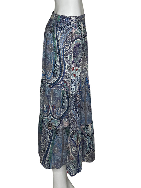 Falda Tahari Midi Pliegues Azul - Talla M