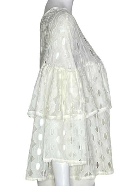 Blusa Eovvio Troquelado Malla Blanco - Talla XL