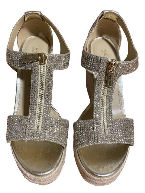 Zapato Michael Kors Plataforma Rafia Beige - Talla 6.5