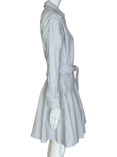 Blusa Polo Ralph Lauren Camisero Rayas Gris - Talla 8