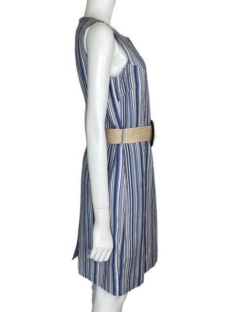 Vestido Azulu Rayas Cinturón Azul - Talla S