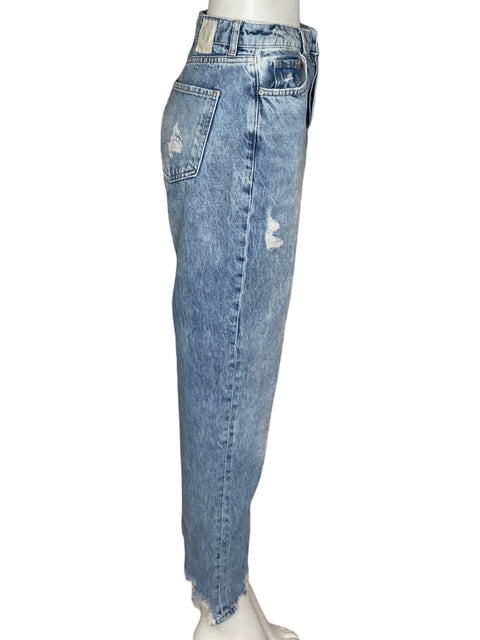 Pantalón Zara High-waist Denim Azul - Talla 4