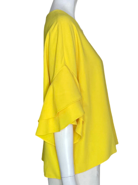Blusa Zara Liso Ruchas Amarillo - Talla L