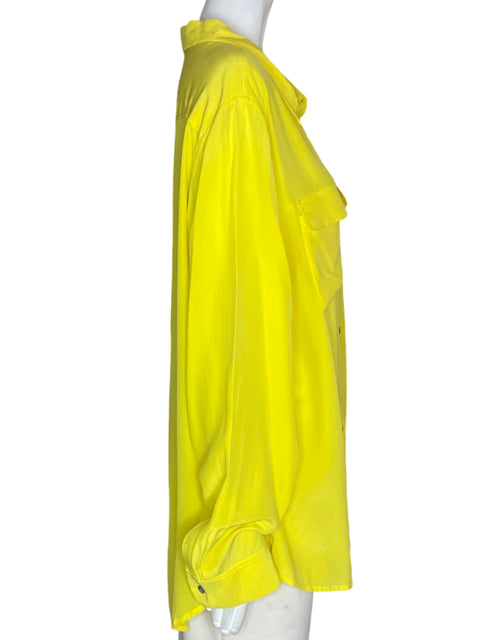 Blusa Vince Camuto Liso Bolsillo Amarillo - Talla XL