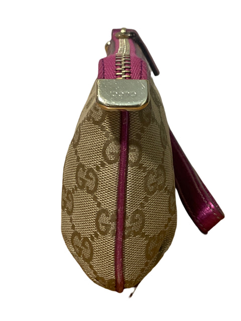 Cartera Gucci Gg Canvas Trim Wristlet Mini Rosado - Talla U
