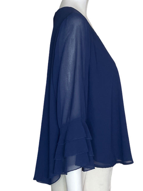 Blusa Miss Miss Ruchas Cuello redondo Azul - Talla S