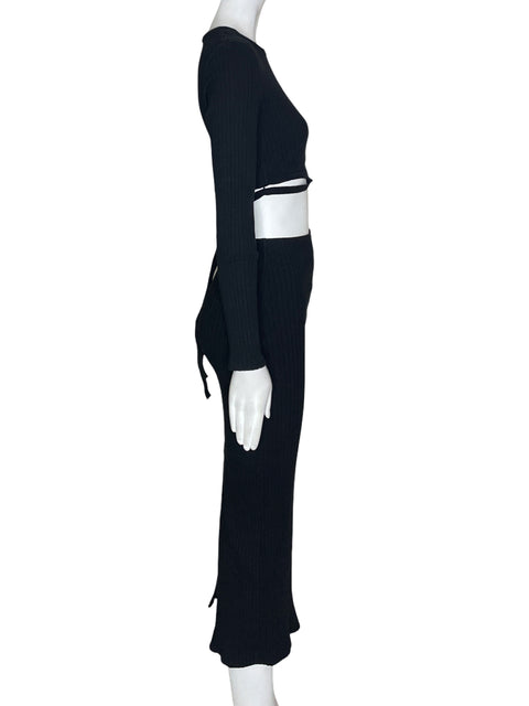 Conjunto Zara Liso Ajustado Negro - Talla S